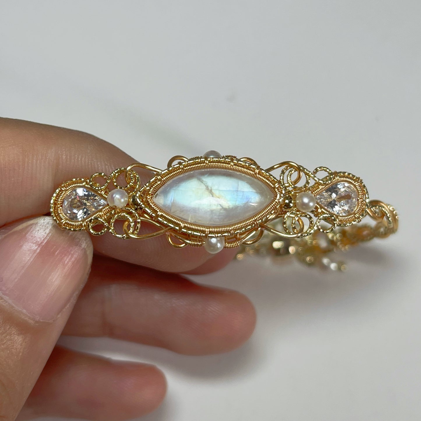 Handmade Moonstone Bracelet - Wire Wrapped Jewelry