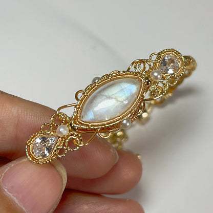 Handmade Moonstone Bracelet - Wire Wrapped Jewelry