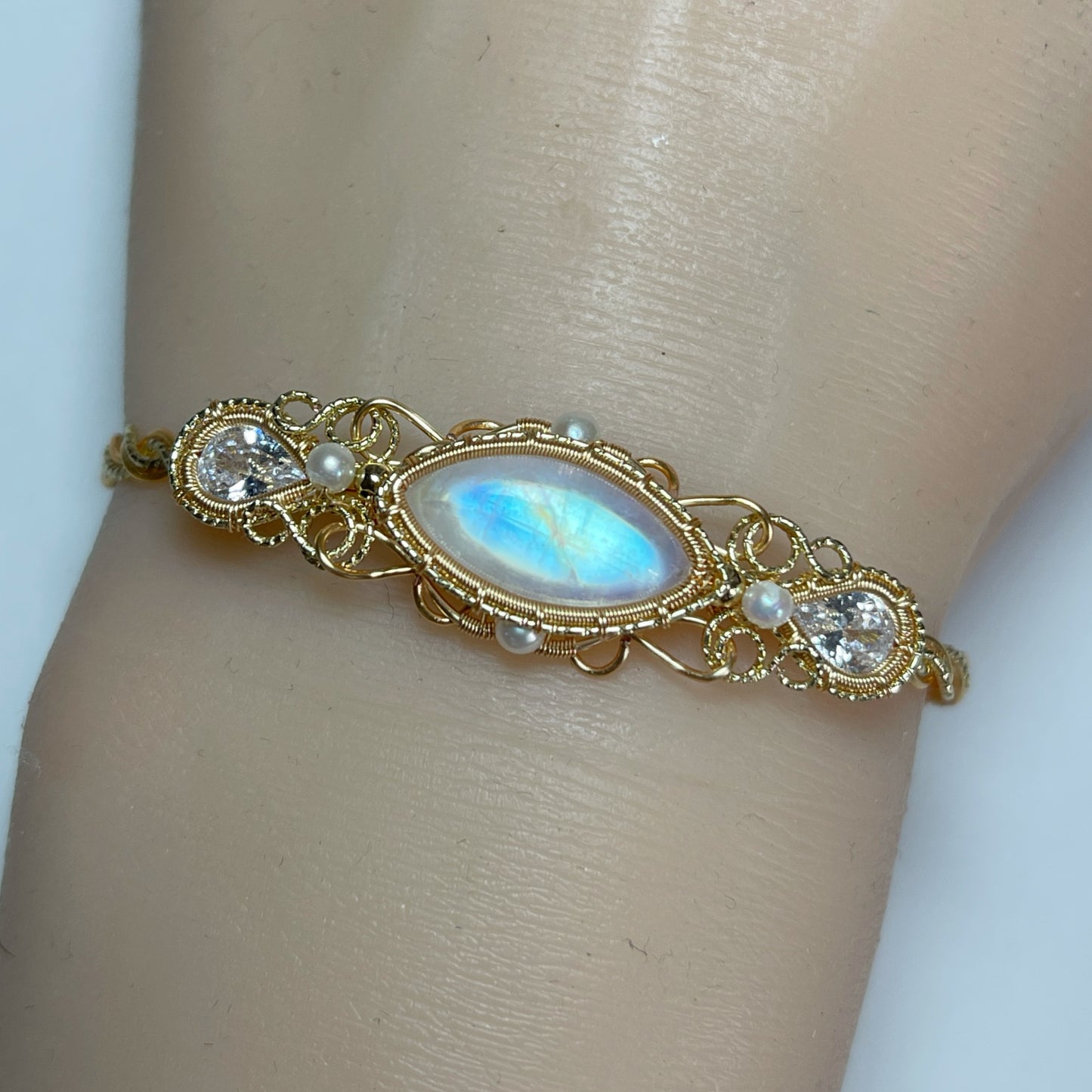 Handmade Moonstone Bracelet - Wire Wrapped Jewelry