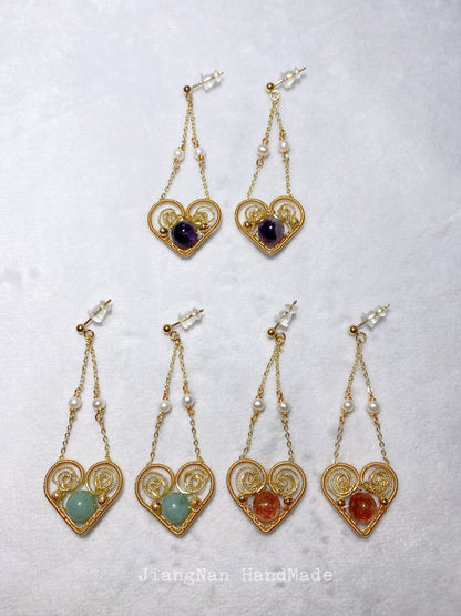 Handmade Heart Shape Earrings - Wire Wrapped Jewelry