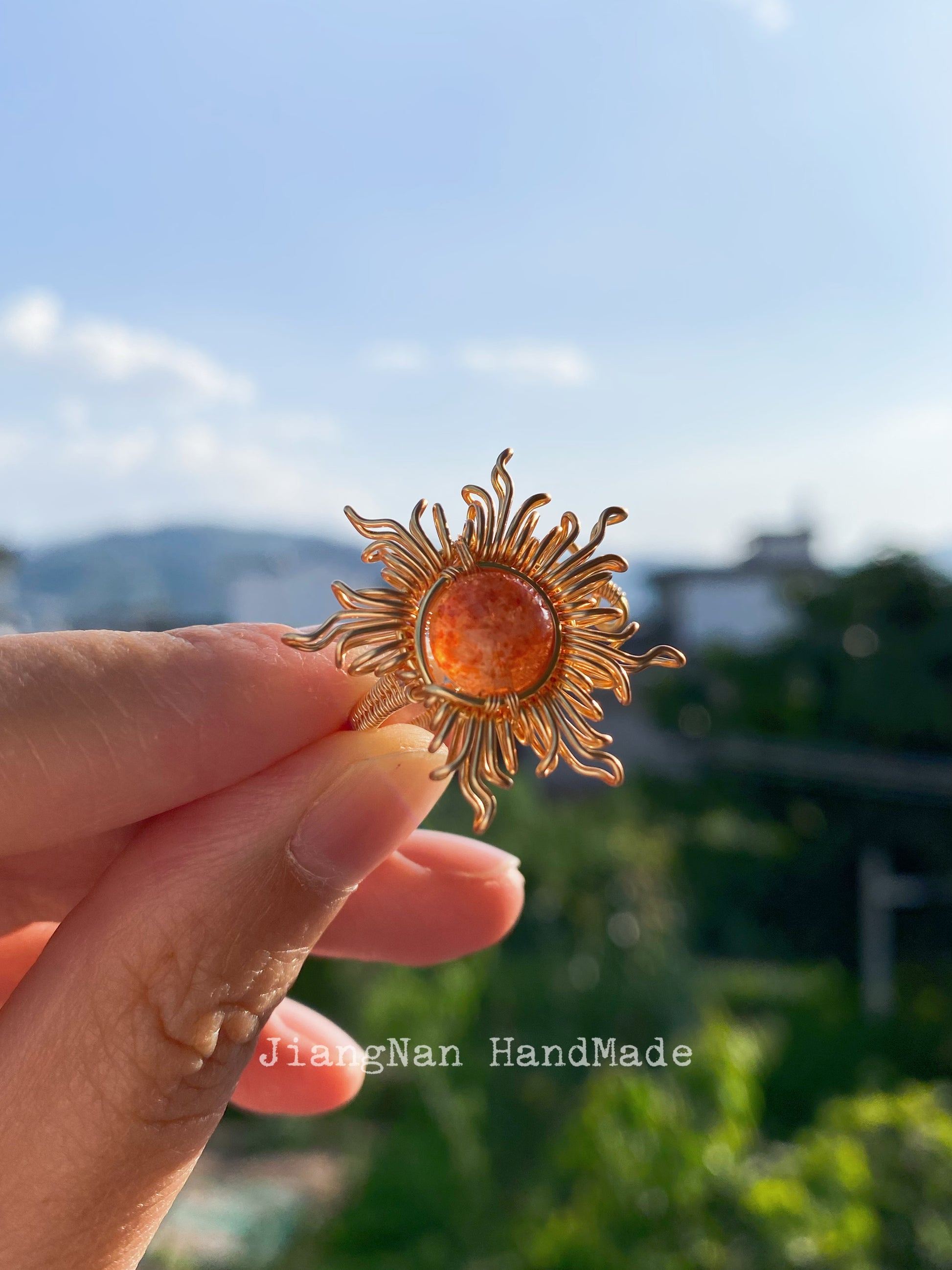 Handmade Magic Sun Ring, Open Ring - Wire Wrapped Jewelry