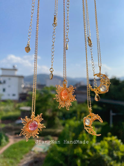 Magic Sun Necklace -  Wire Wrapped Jewelry with 14K Gold Filled