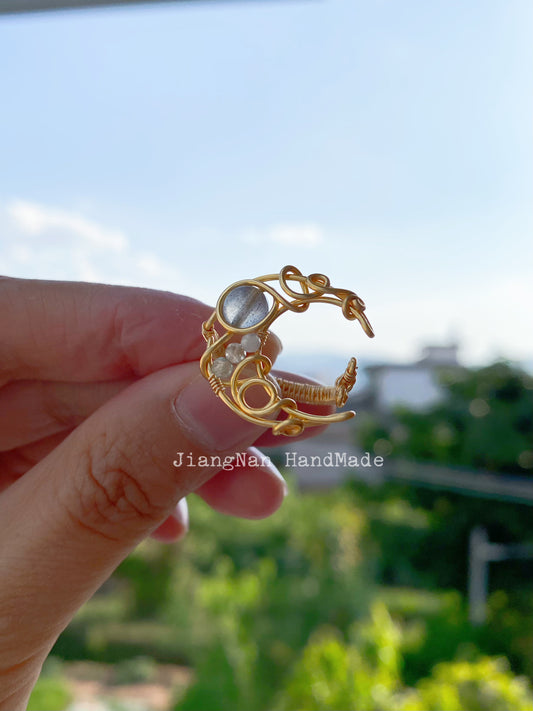 Mystery Moon Ring, Open Ring - Wire Wrapped Jewelry with 14K Gold Filled