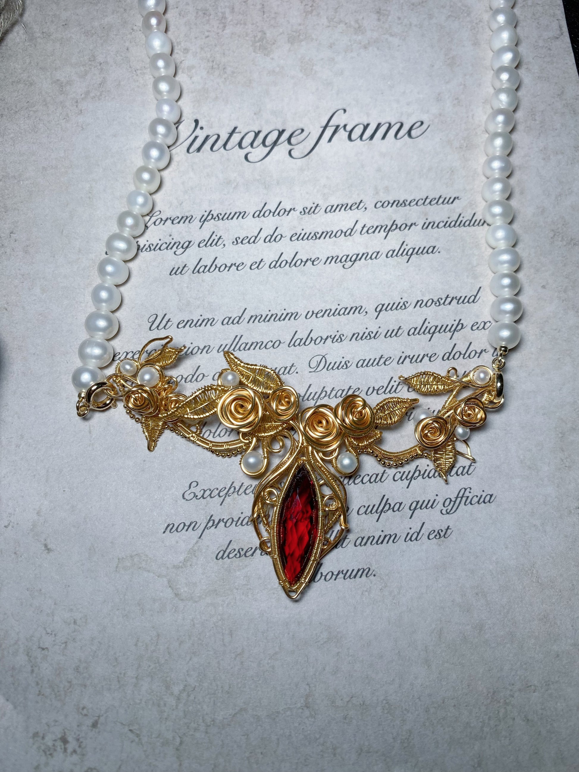 Rose Garden Necklace - Wire Wrapped Jewelry with 14K Gold Filled