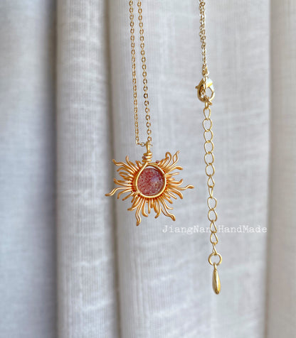 Magic Sun Necklace -  Wire Wrapped Jewelry with 14K Gold Filled