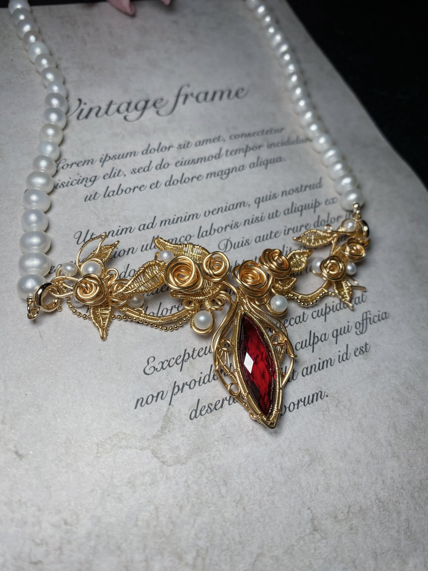 Rose Garden Necklace - Wire Wrapped Jewelry with 14K Gold Filled