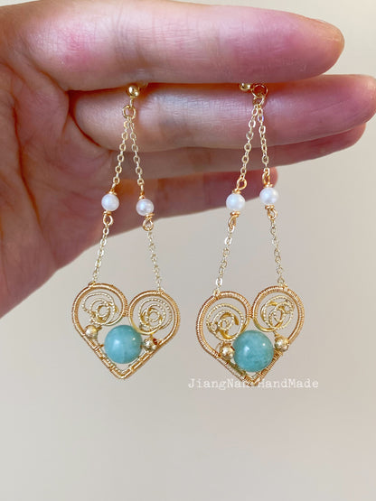 Handmade Heart Shape Earrings- Wire Wrapped Jewelry