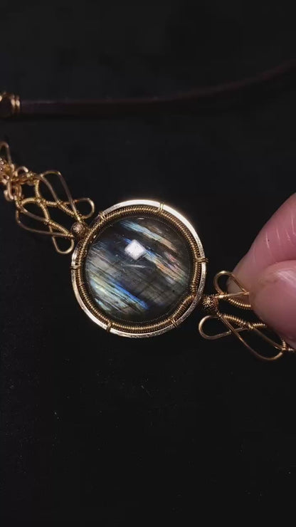 Handmade Blue Labradorite Choker - Wire Wrapped Jewelry